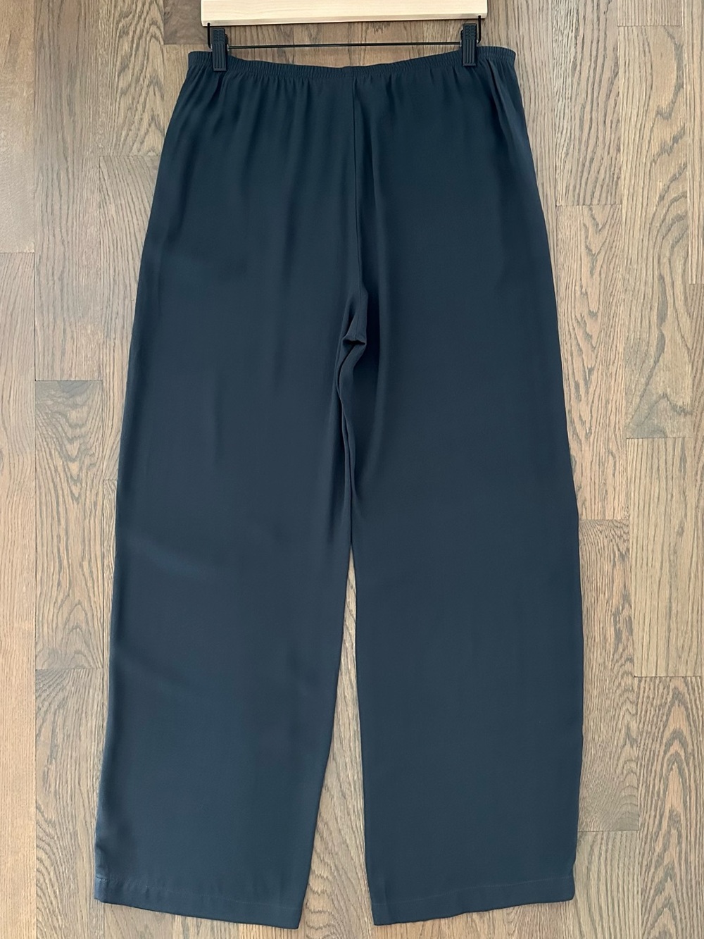 Eileen Fisher High Waist Wide Leg Silk Georgette Pant in Dark Blue Grey Small - Picture 8 of 10